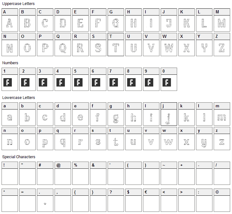 Aria Penci Roman Font Character Map