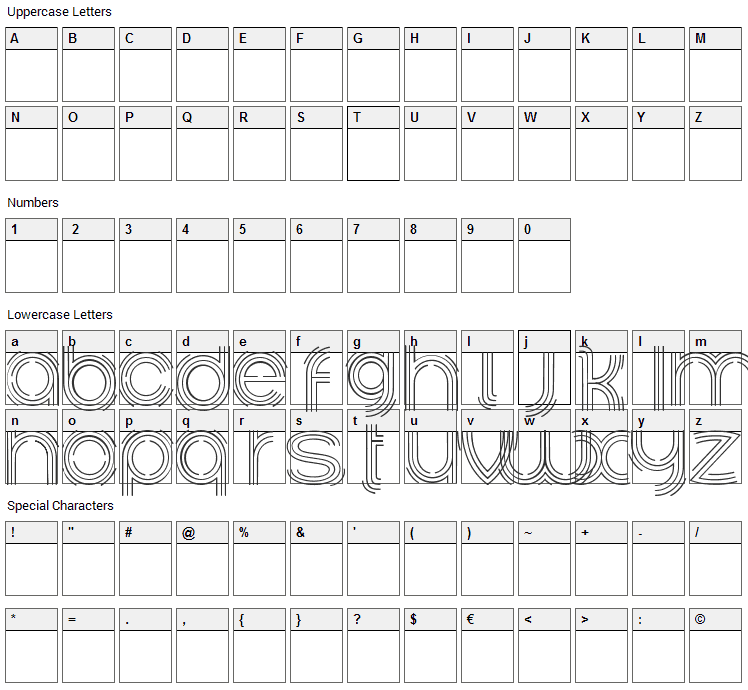 Ariadne Font Character Map