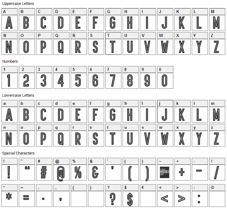 Ariq Font Character Map