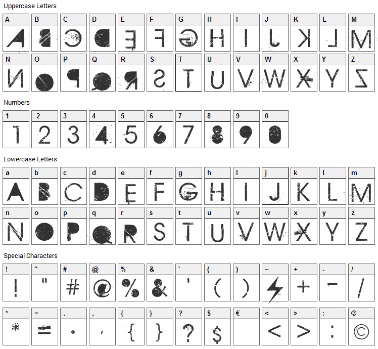 Aristotle Punk Font Character Map