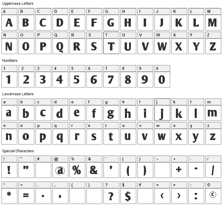 Arm Wrestler Font Character Map