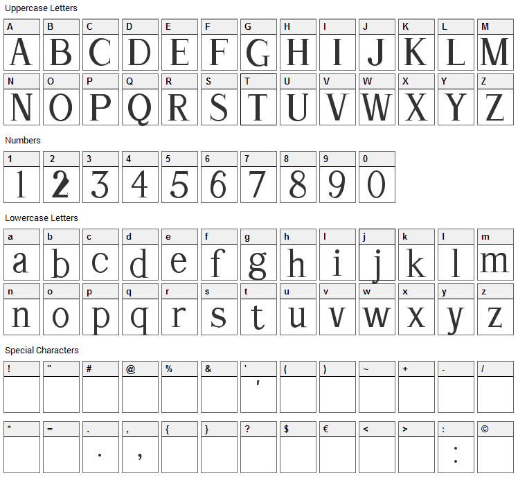 Arrow Font Character Map