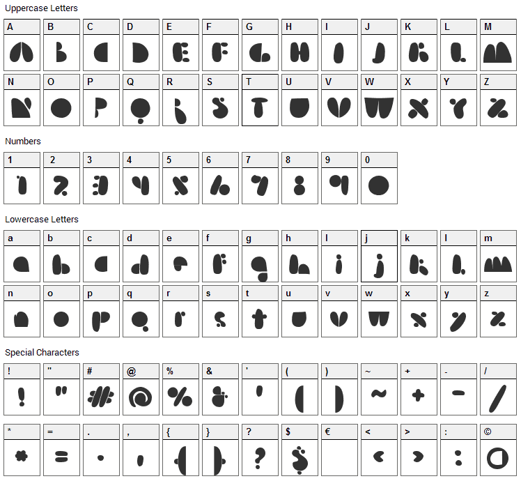 Arsenale Blue Font Character Map