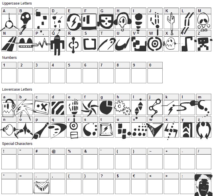Artefekt Font Character Map