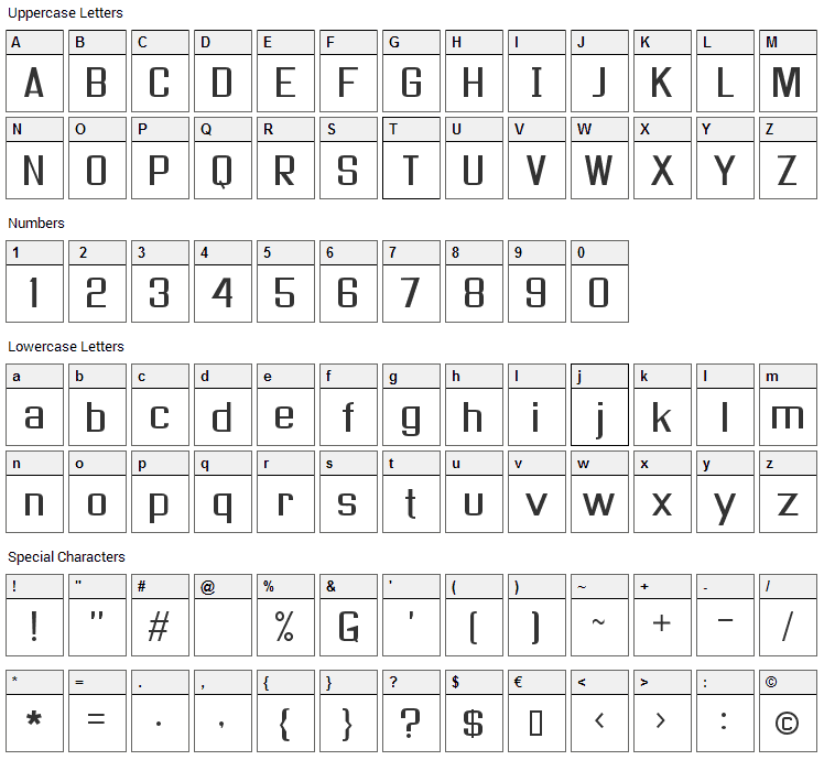 As seen on TV Font Character Map