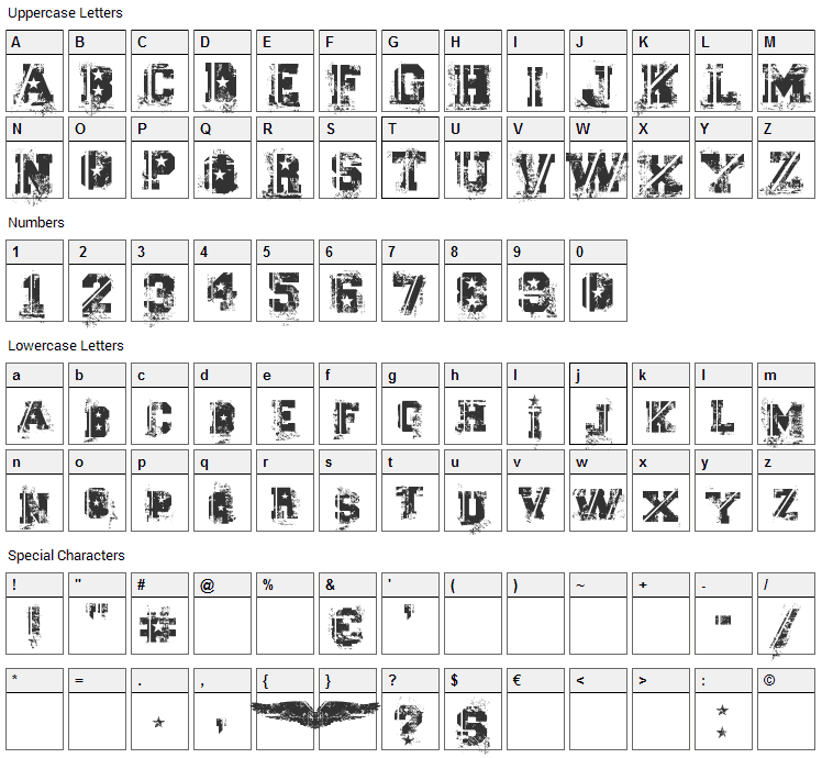 Ascent 2 Stardom Font Character Map