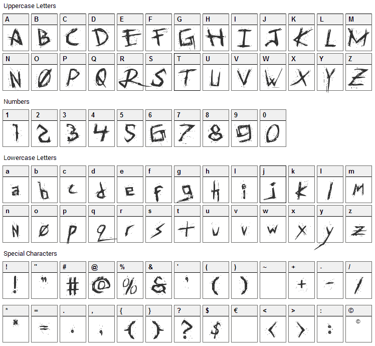 Assassin Nation Font Character Map