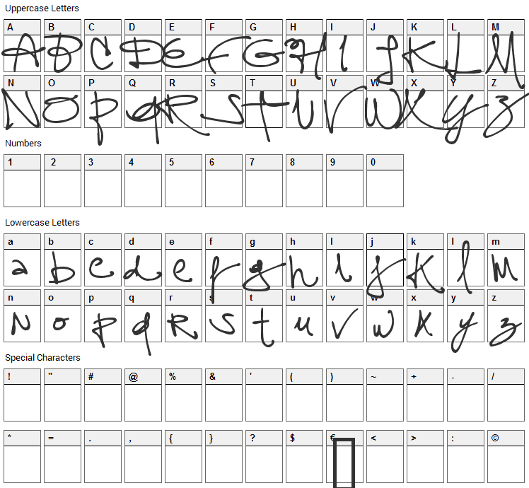 Assign Font Character Map