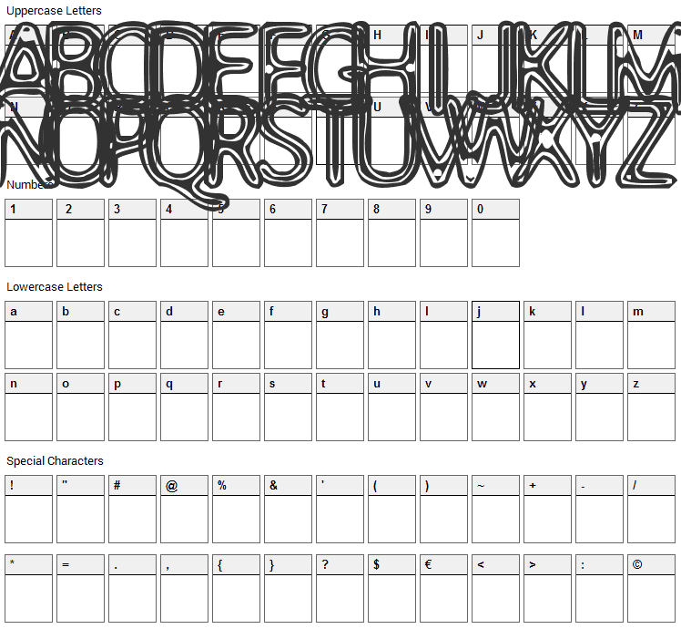 Assimilate Font Character Map