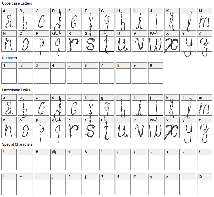 Assperiments Font Character Map