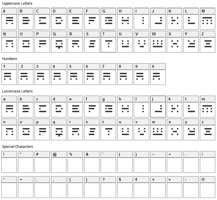 Assys Font Character Map