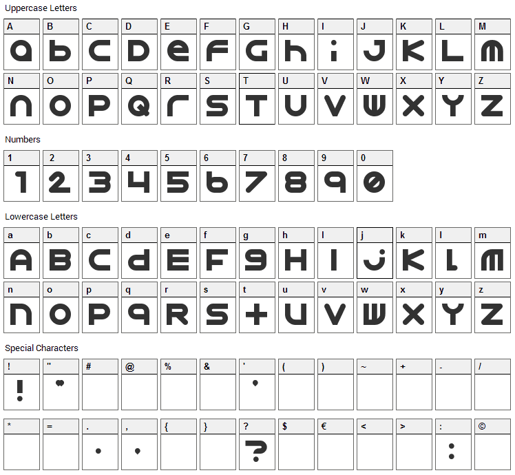 Astro 867 Font Character Map