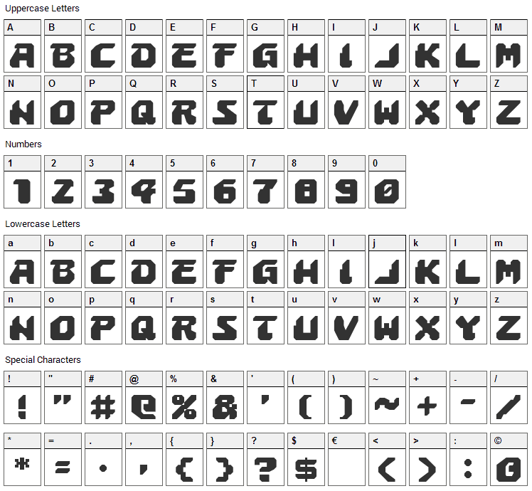 Astropolis Font Character Map