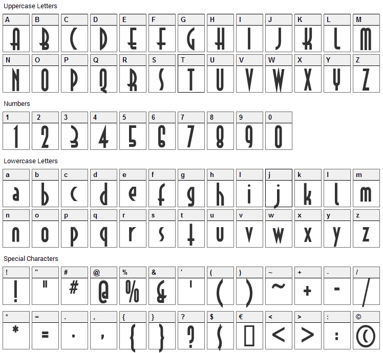 Astrud Font Character Map