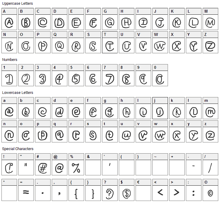 At Sign Font Character Map