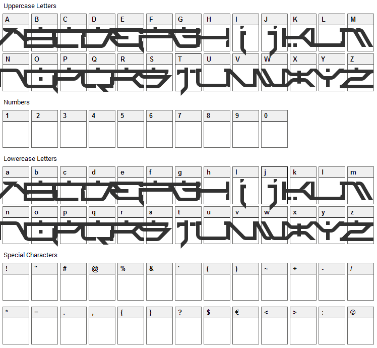 Atari Kids Font Character Map