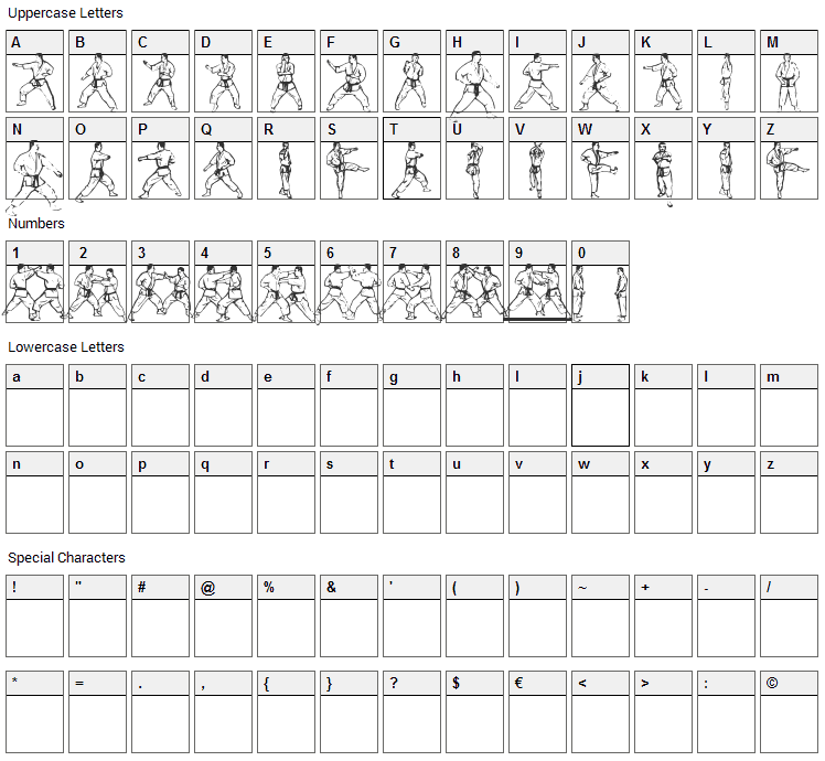 Atewaza Font Character Map