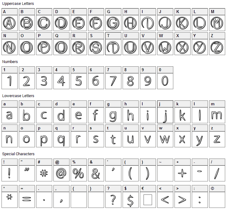 Atheist Font Character Map