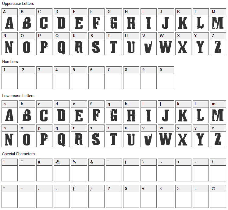 Athletic Town Font Character Map