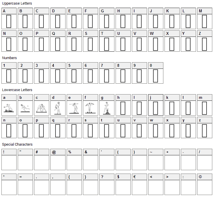 Atleter Font Character Map