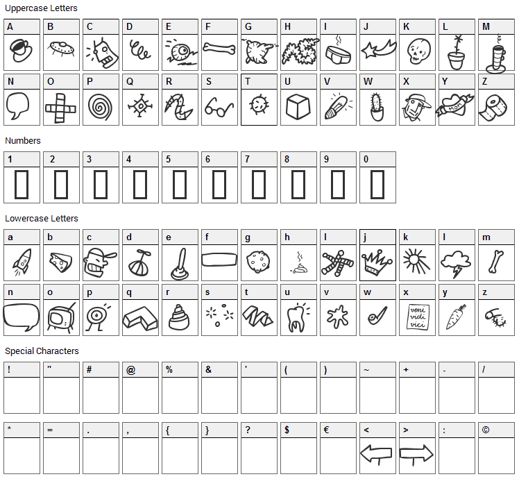 Atman Dings Font Character Map