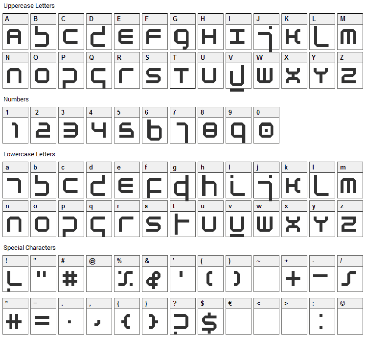 Atmosphere Font Character Map