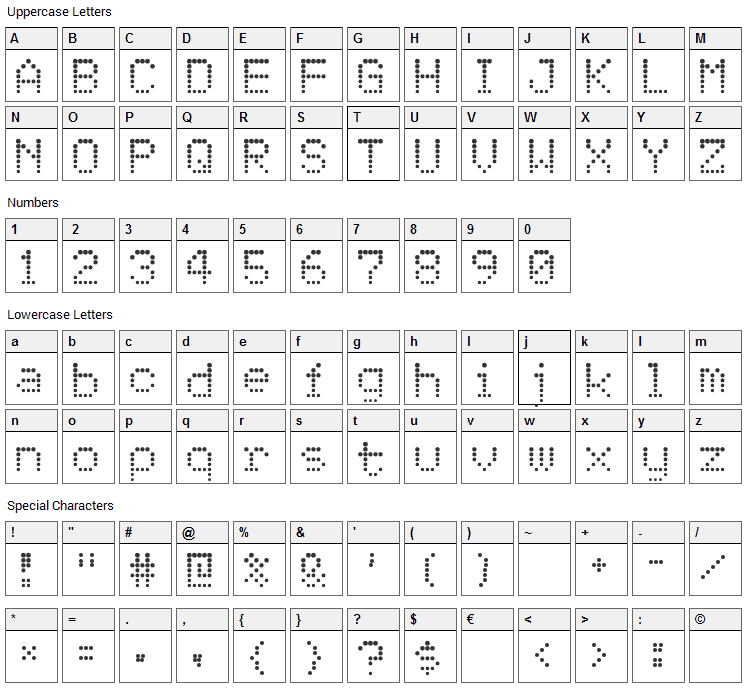 Atomic Clock Radio Font Character Map