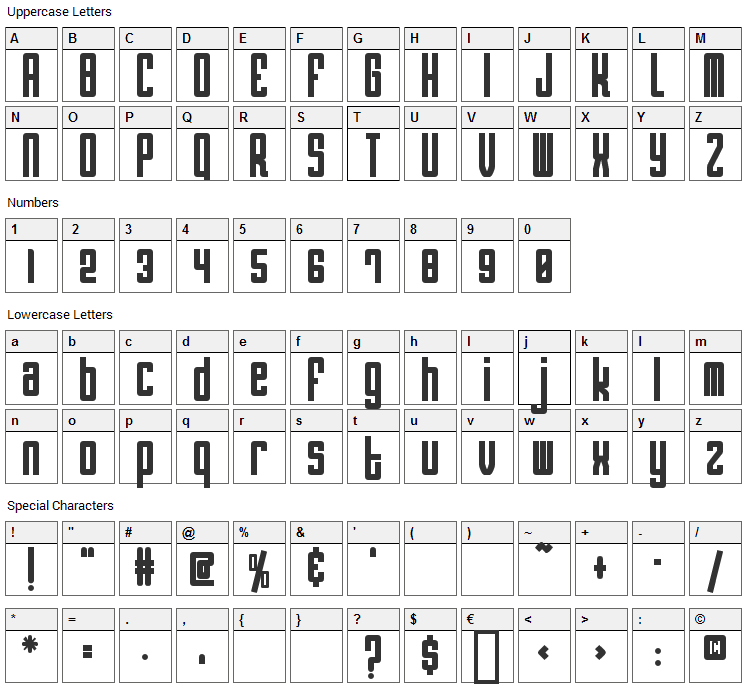 Atomic Font Character Map