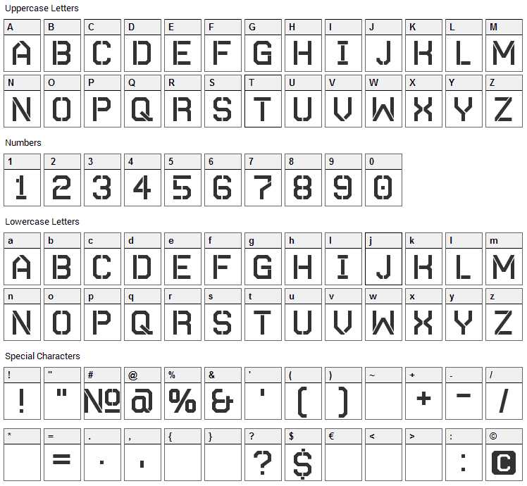 Autobahn Simon Font Character Map