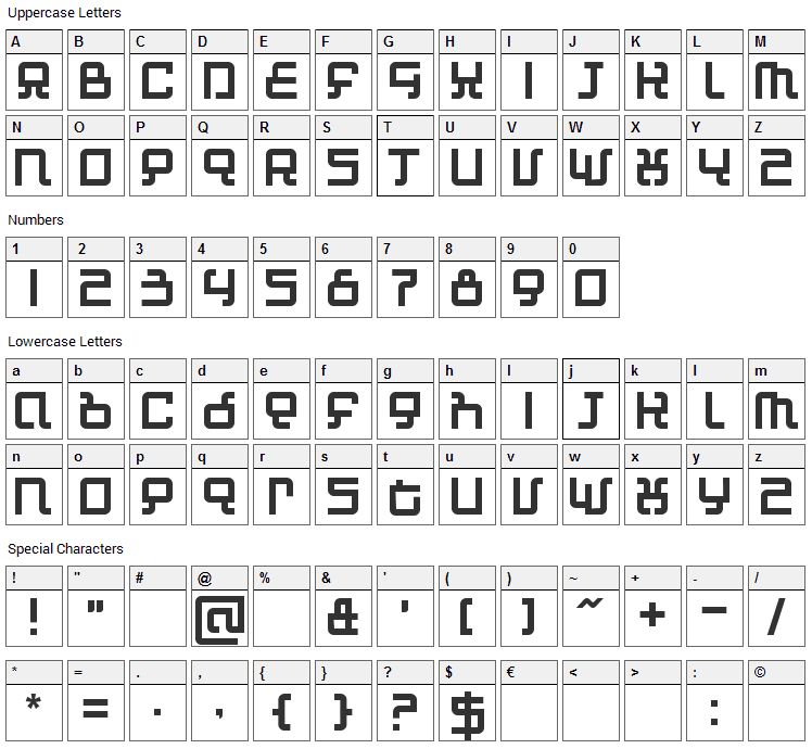 Automind Font Character Map