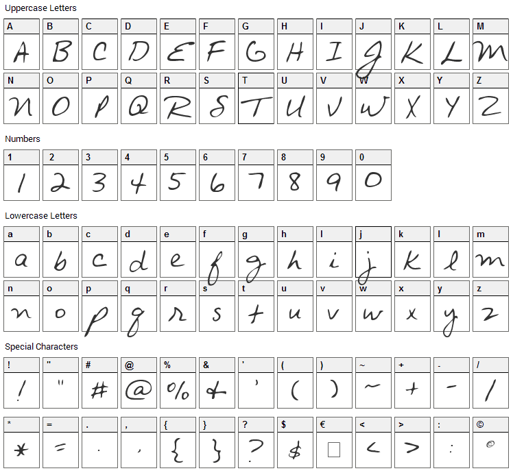 Avant que... Font Character Map