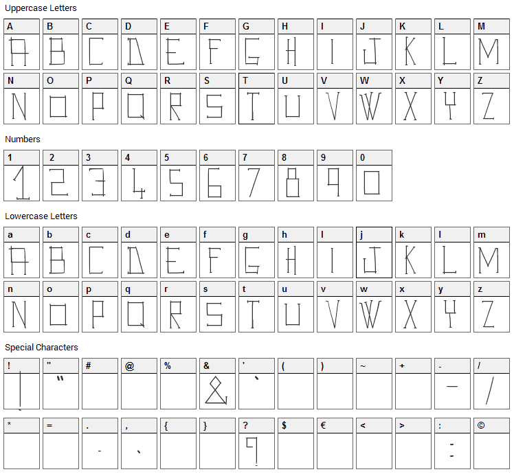 Ave Giulio Font Character Map