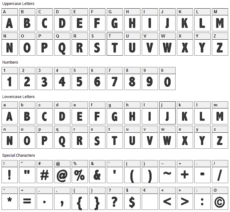 Axe Handel Font Character Map