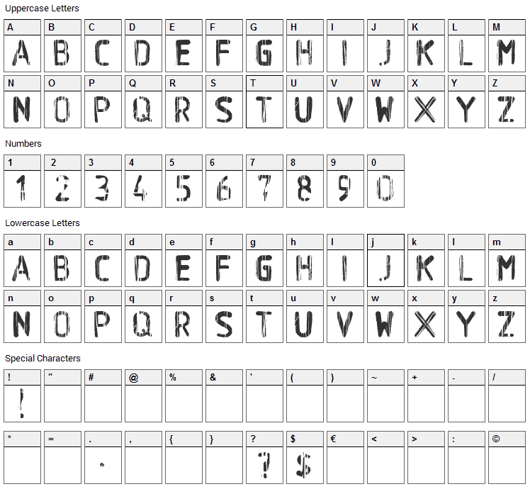 BA Wet Paint Font Character Map