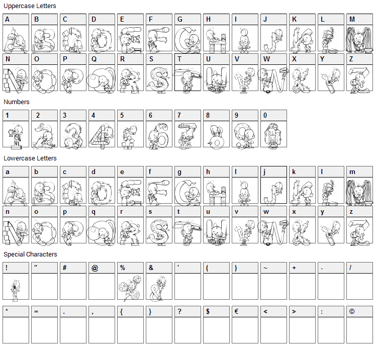 Baby  Font Character Map