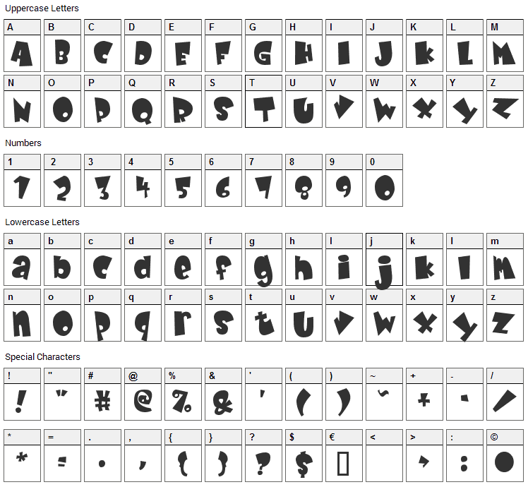 Baby Kruffy Font Character Map