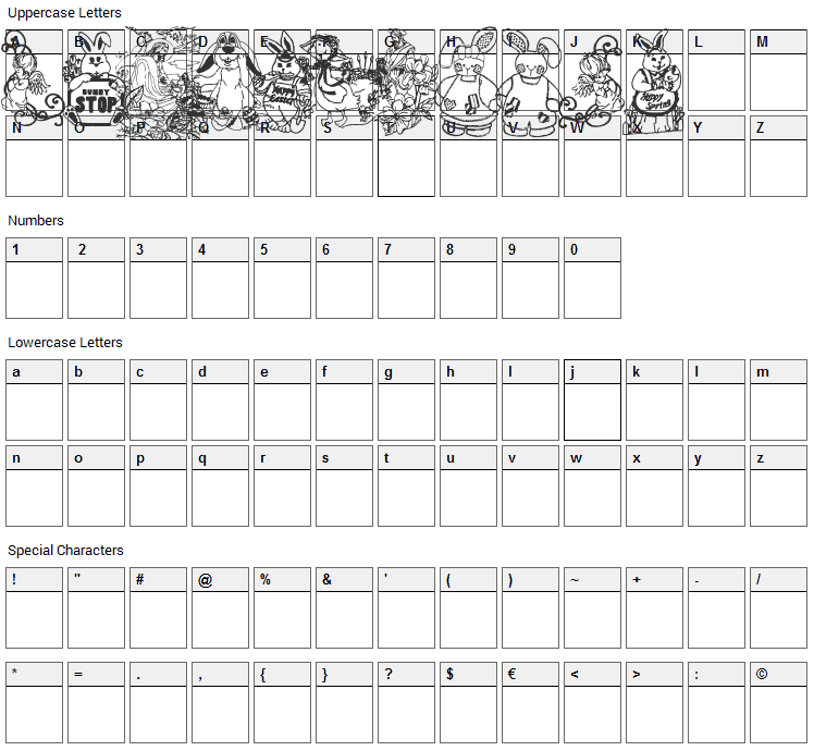 Babys Breath Easter Font Character Map