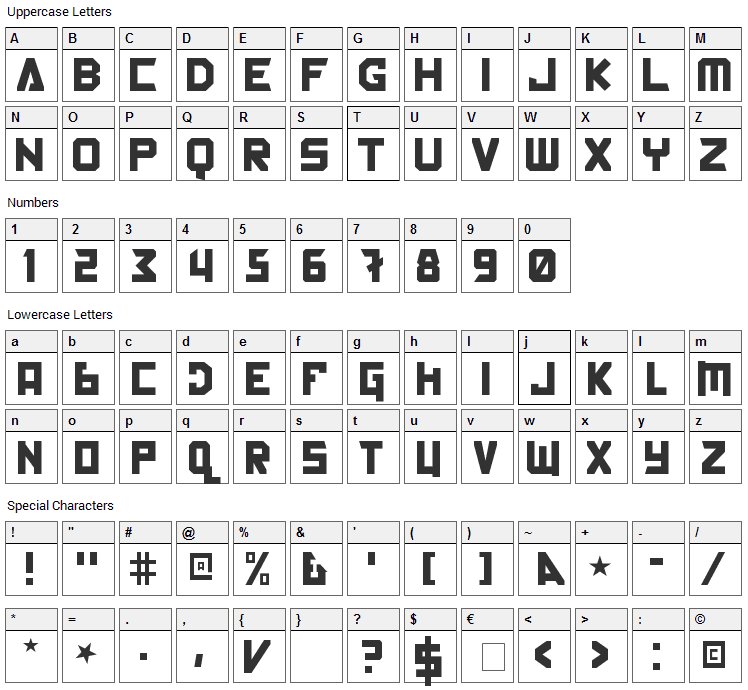 Back In The USSR DL Font Character Map