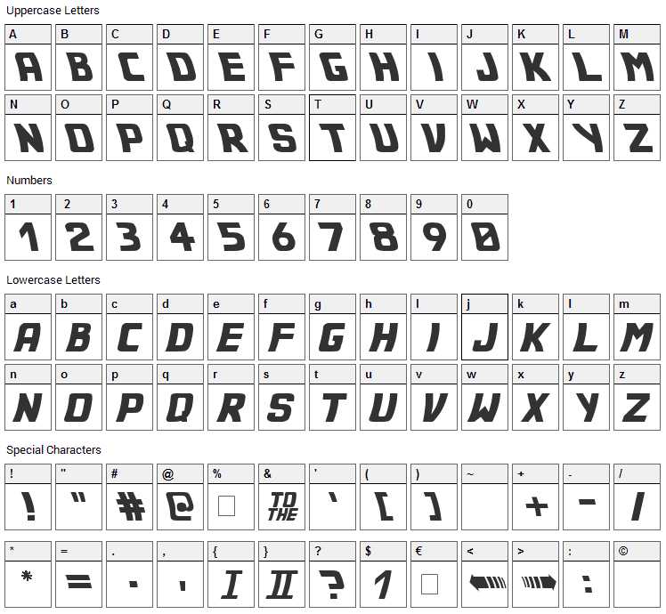 Back to the Future 2002 Font Character Map