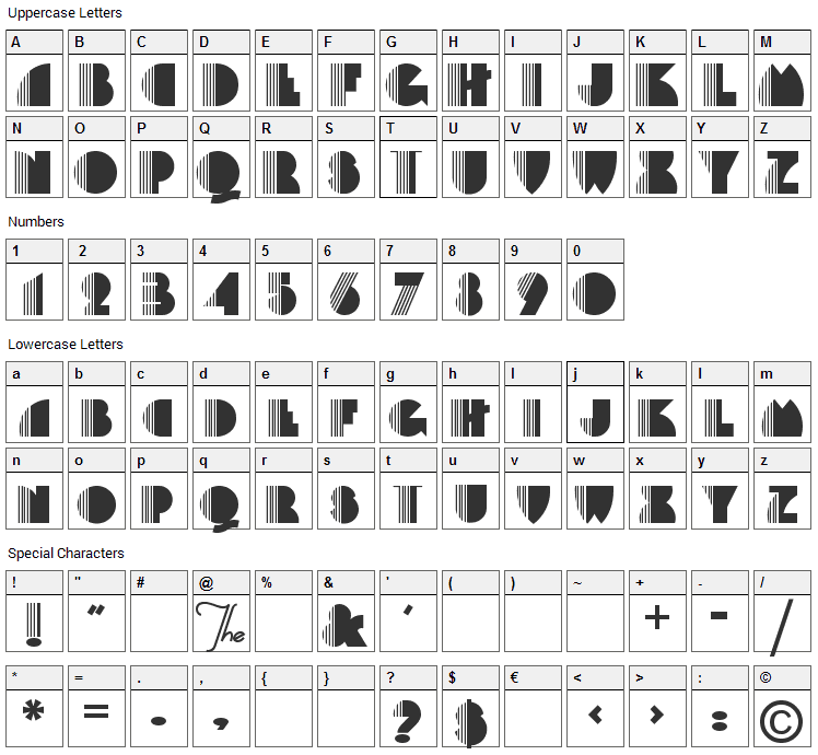 Backstage-PassA Font Character Map