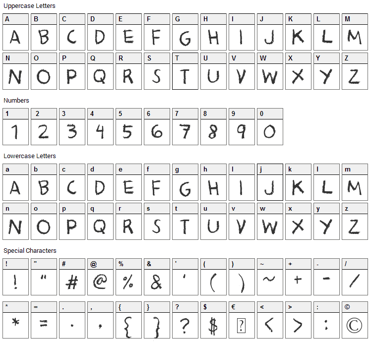 Bacon Kingdom Font Character Map