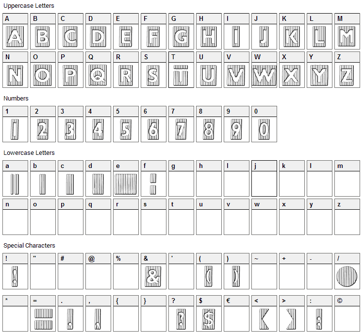 Bad Baltimore Beveled Font Character Map