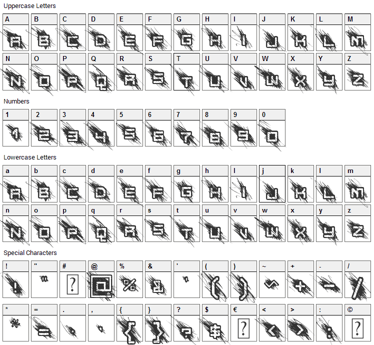 Bad Behaviour Font Character Map