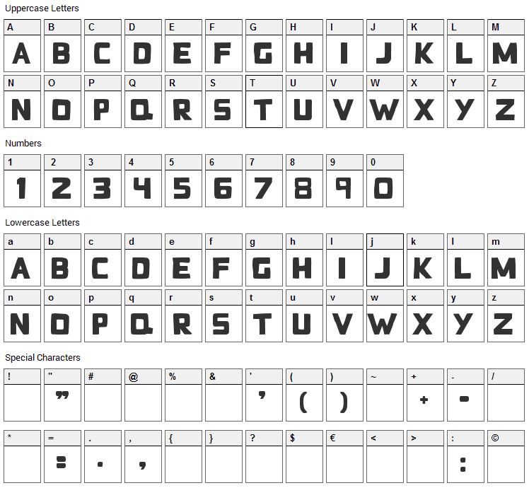 Bad Blocks Font Character Map