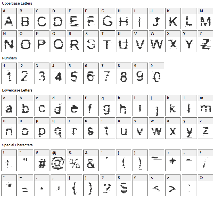 Bad Cargo Font Character Map