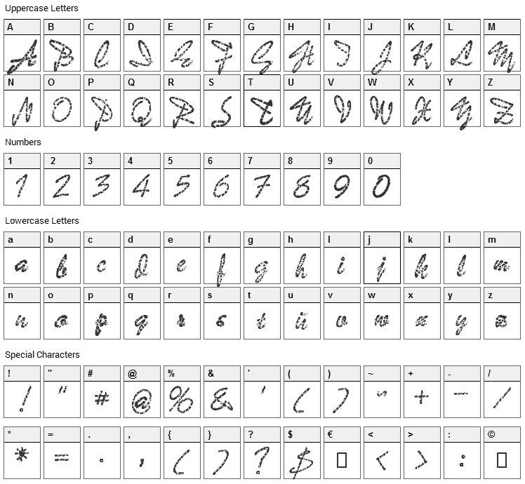 Bad Gong Font Character Map