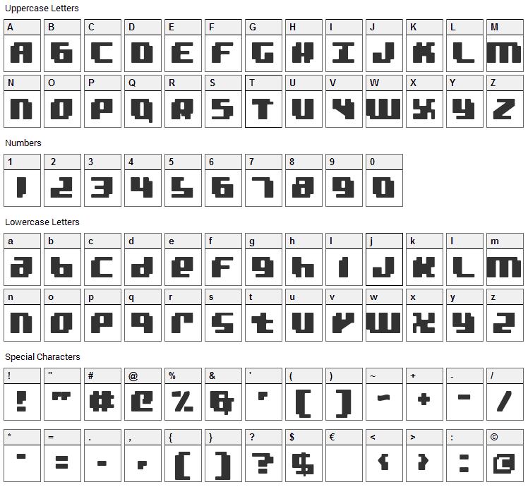 Bad Robot Font Character Map