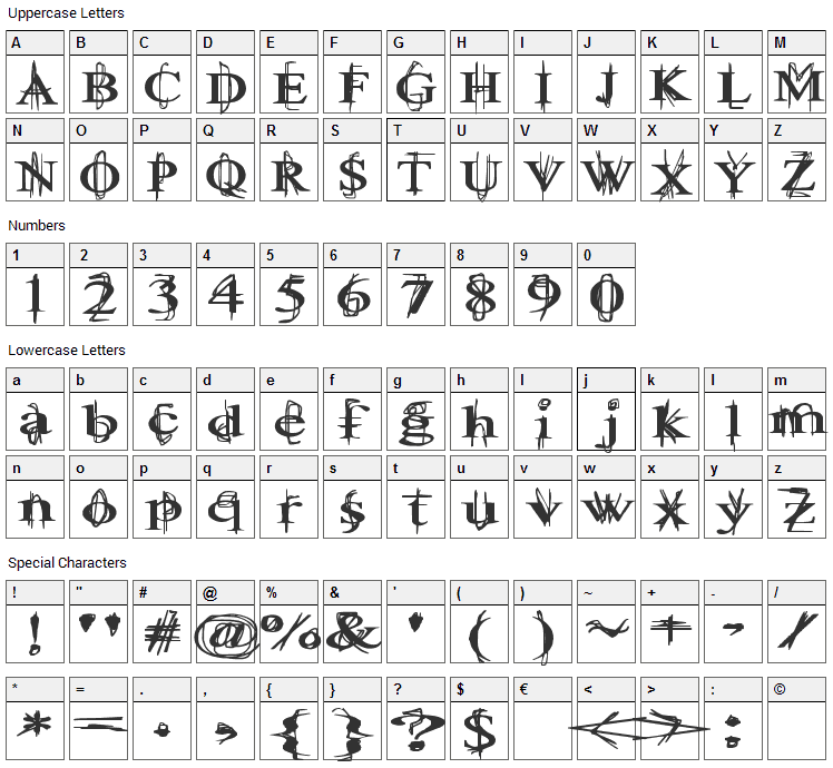 Ball Tongue Font Character Map