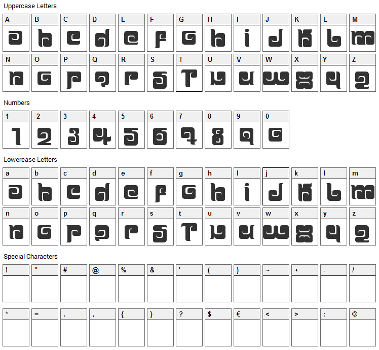 Ballom Font Character Map