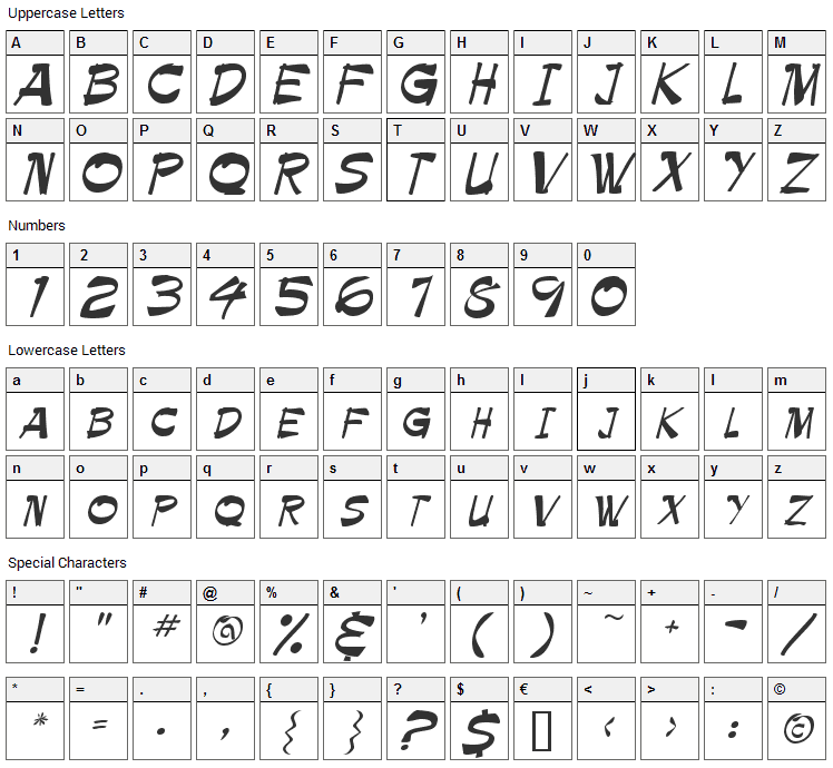 Ballot Font Character Map